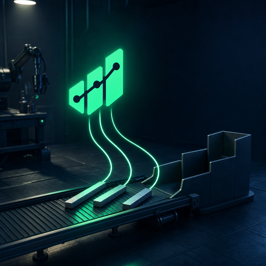 The Indexr emblem hovering over an after-hours sorting line